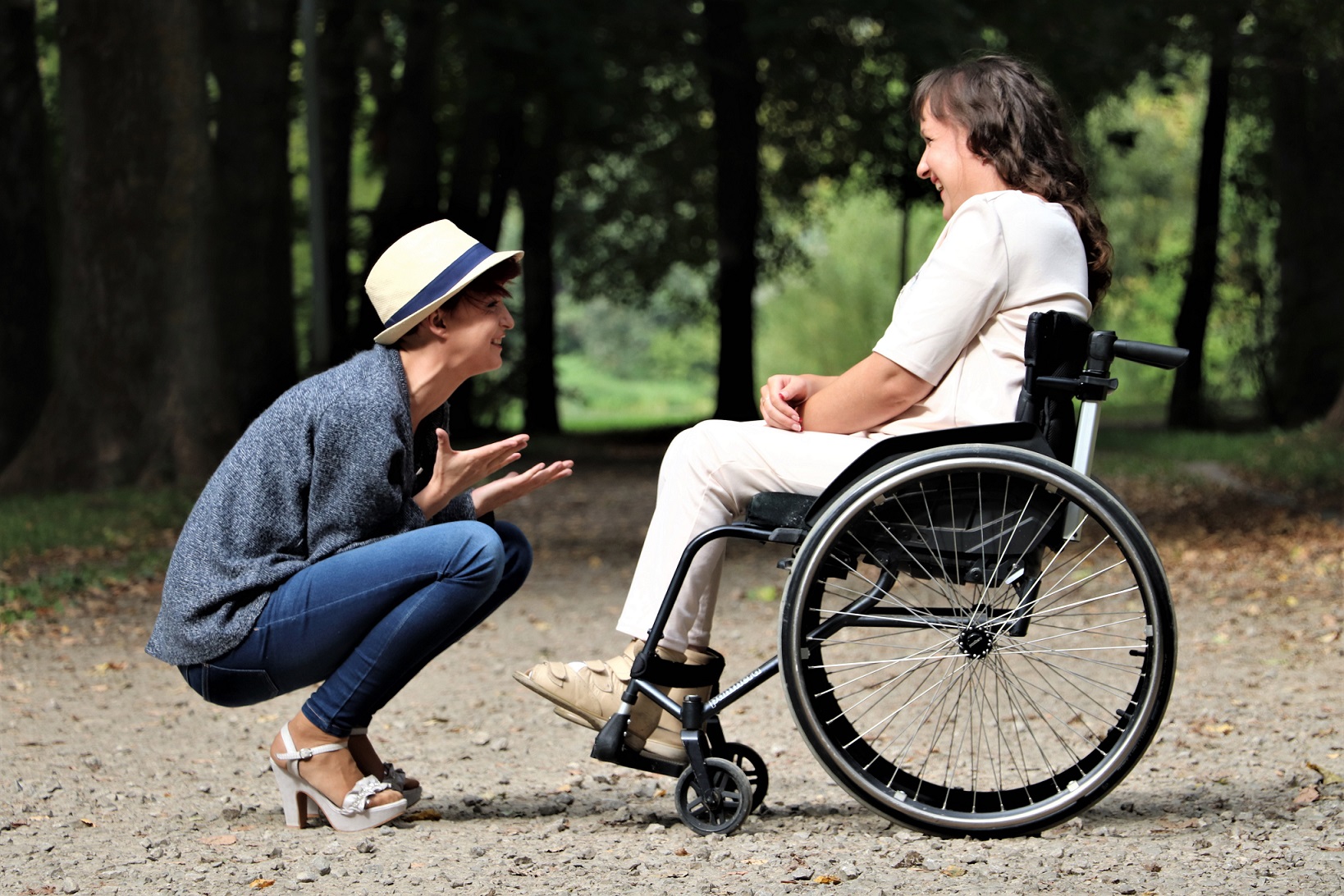 happy woman supporting a loved one with a disability
